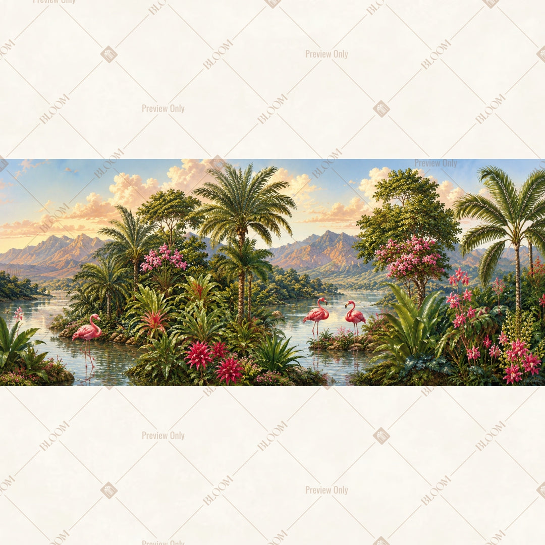Tropical Lake Garden Wide Backdrop