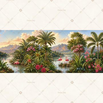 Tropical Lake Garden Wide Backdrop