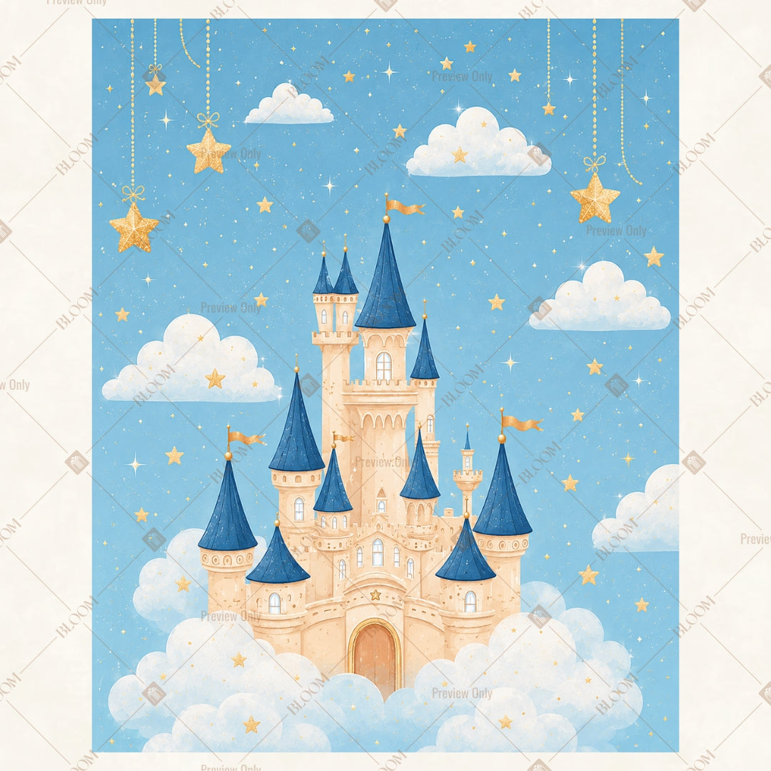 Fairytale Castle Sky Portrait Rectangle Backdrop