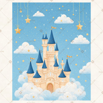 Fairytale Castle Sky Portrait Rectangle Backdrop