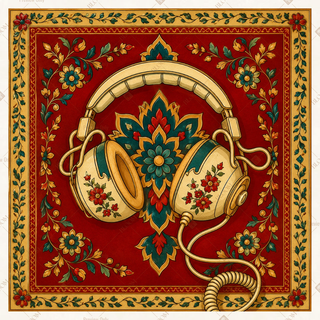 Heritage Paisley Folk Pattern Square Backdrop
