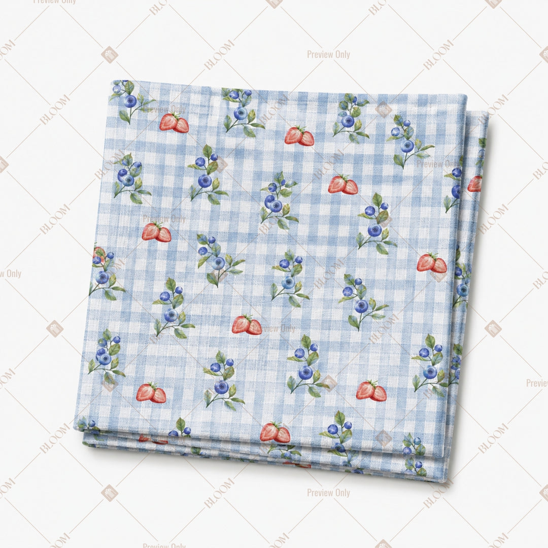 Blue Floral Gingham Pattern Design