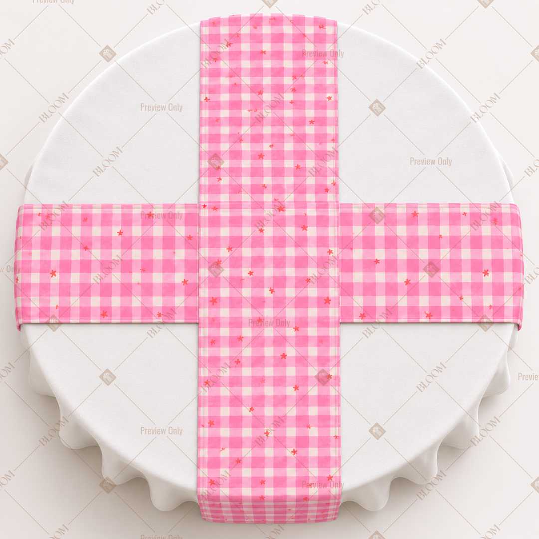Pink Gingham Check Table Runner Pack Of 12