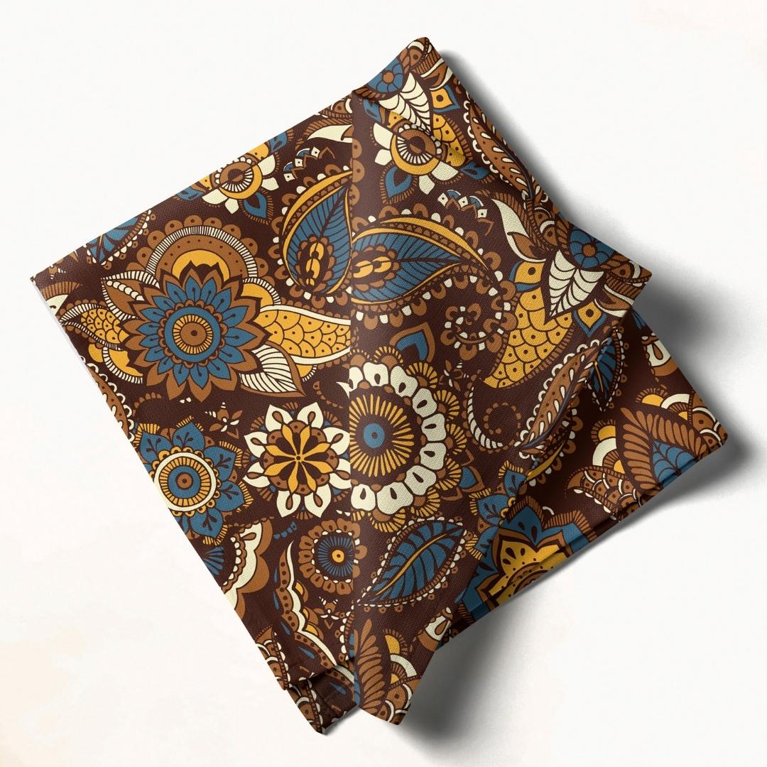 Brown Paisley Floral: Napkins 18" X 18" - Pack Of 20