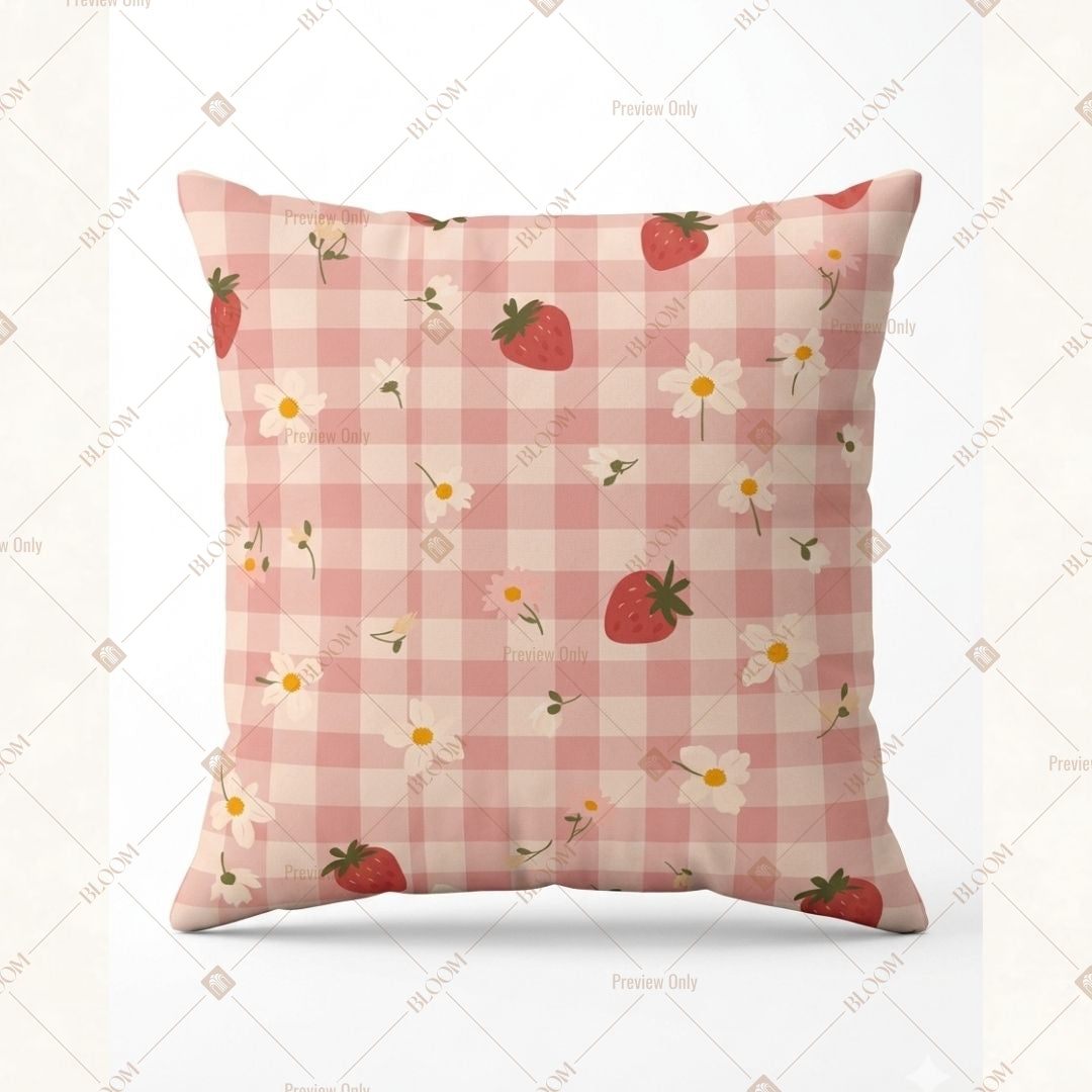 Peach Gingham Check Cushion Cover Pack of 12