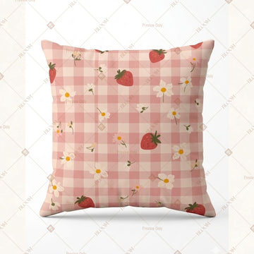 Peach Gingham Check Cushion Cover Pack of 12