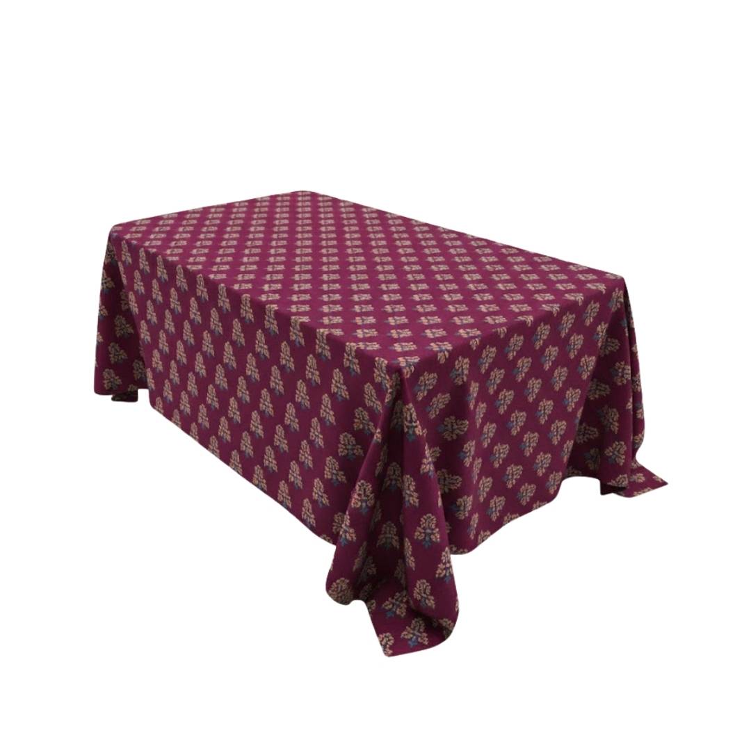 Plum Block Floral Rectangle Table Cover - Pack Of 6