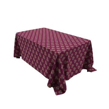 Plum Block Floral Rectangle Table Cover - Pack Of 6