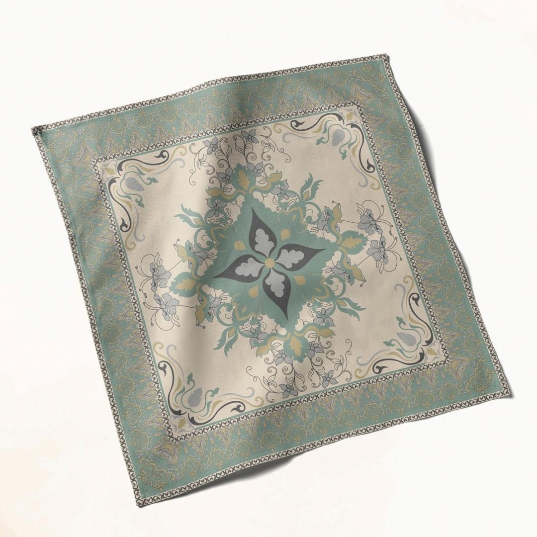 Mint Green Ornamental Border: Napkins 18" X 18" - Pack Of 20