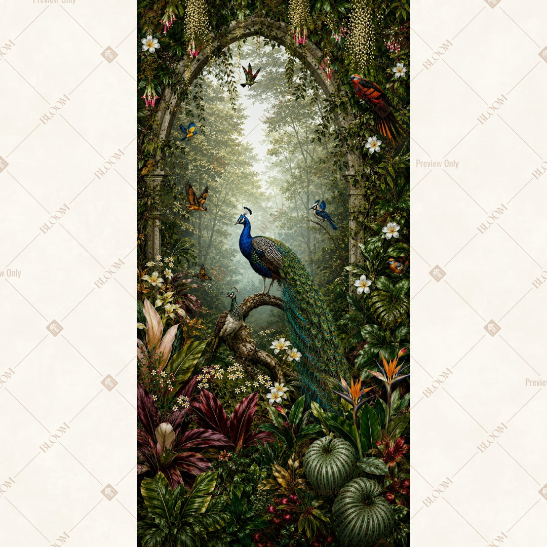 Mystical Peacock Woodland Vertical Backdrop