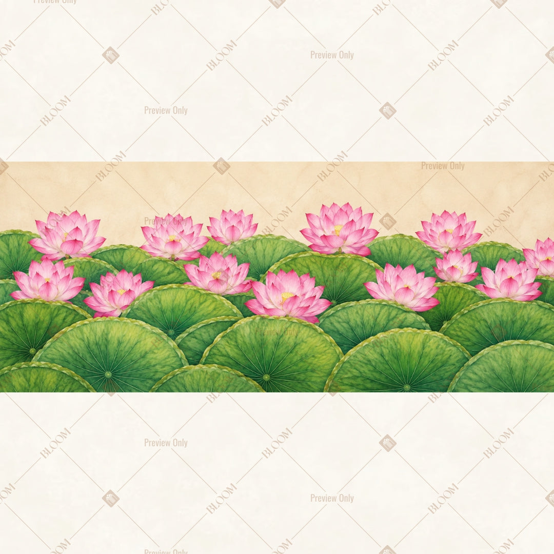 Pink Flower Field Border Wide Backdrop
