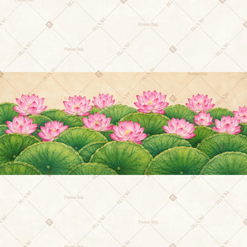 Pink Flower Field Border Wide Backdrop