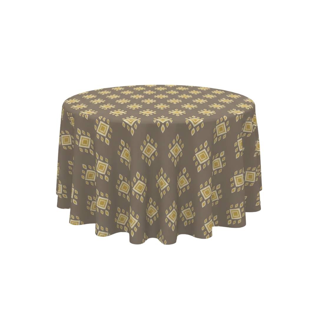 Golden Mosaic Motif Round Table Cover - Pack Of 6