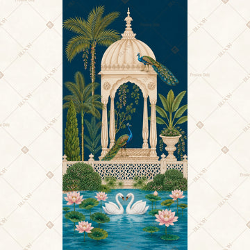 White Pavilion Swan Pond Vertical Backdrop