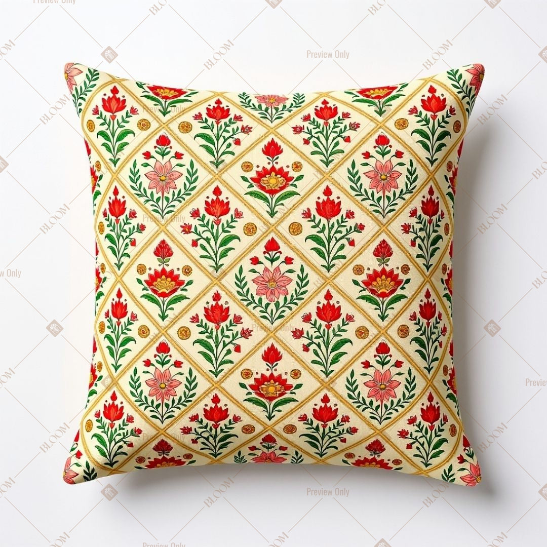 Traditional Indian Floral Pattern Cushion Cover Pack of 12