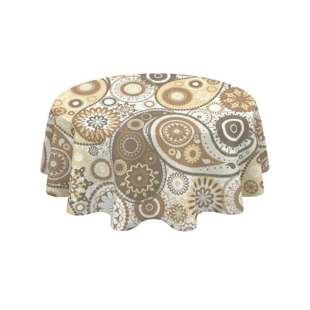 Beige Paisley Heritage Round Table Cover - Pack Of 6