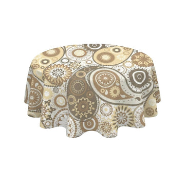 Beige Paisley Heritage Round Table Cover - Pack Of 6