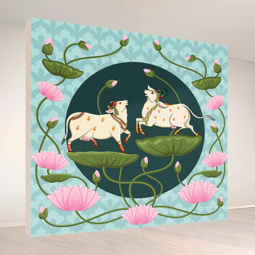 Lotus Cow Harmony: Backdrop - square