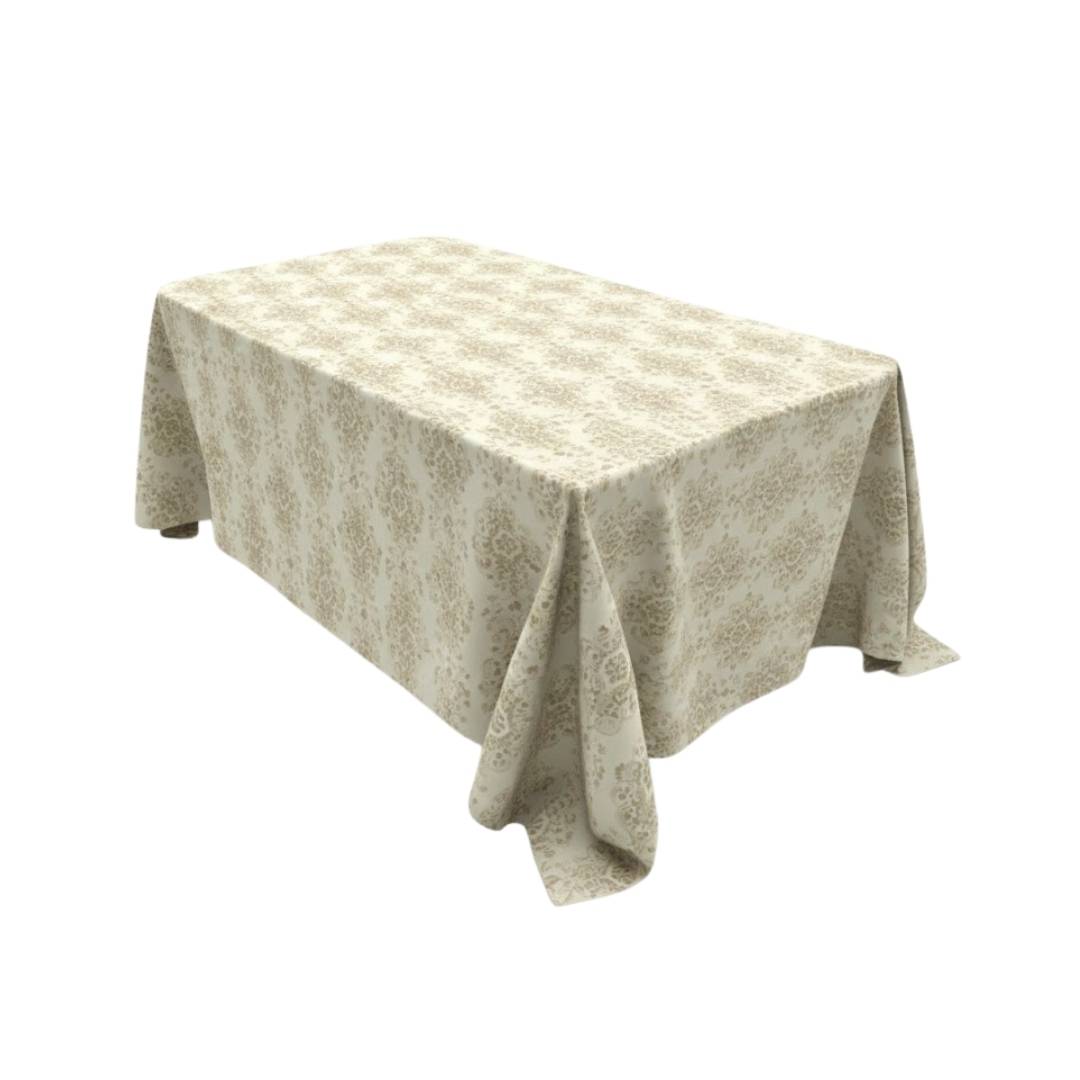 Beige Soft Damask Rectangle Table Cover - Pack Of 6