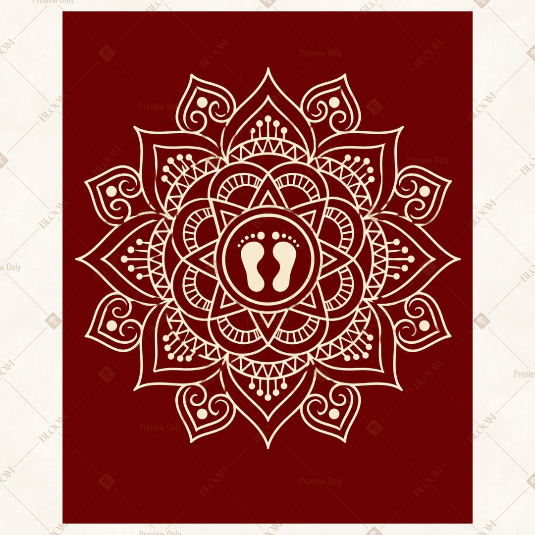 Red Mandala Pattern Portrait Rectangle Backdrop