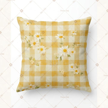 Yellow Gingham Check Cushion Cover Pack of 12