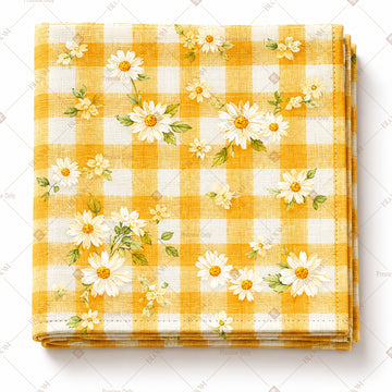 Yellow Gingham Daisy Pattern Design
