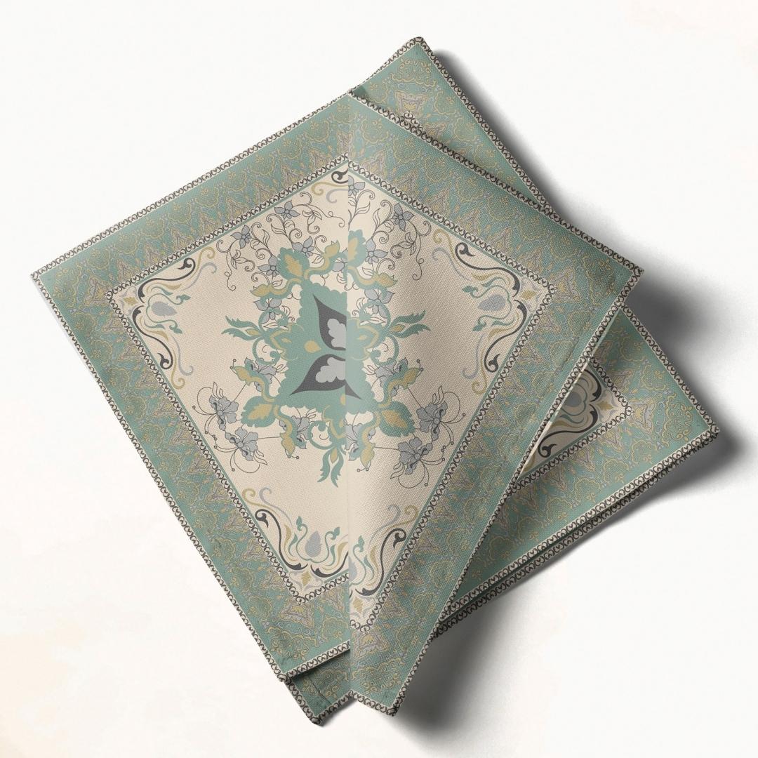 Mint Green Ornamental Border: Napkins 18" X 18" - Pack Of 20