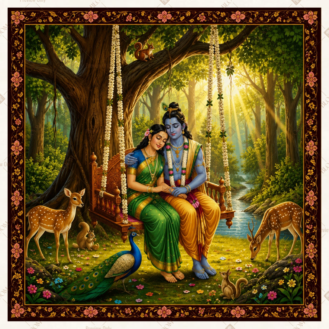 Krishna Forest Swing Square Backdrop