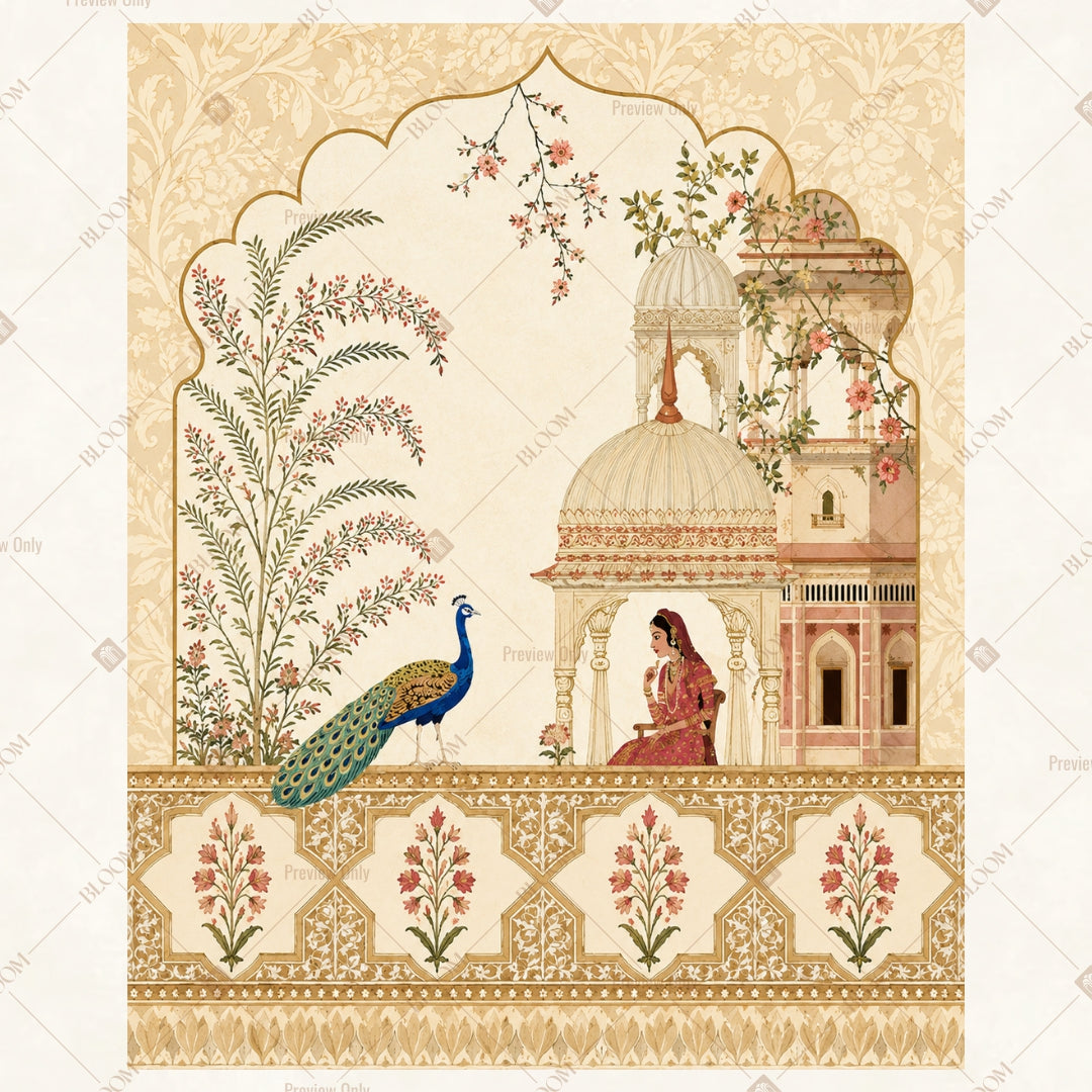 Vintage Palace Illustration Portrait Rectangle Backdrop