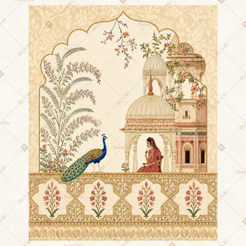 Vintage Palace Illustration Portrait Rectangle Backdrop