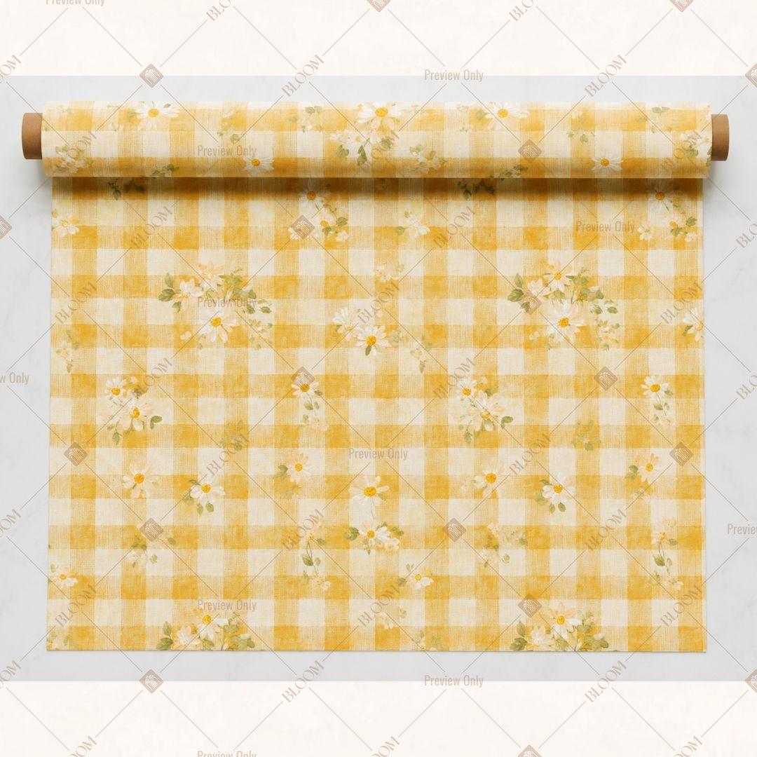 Yellow Gingham Check Fabric Pack of 25