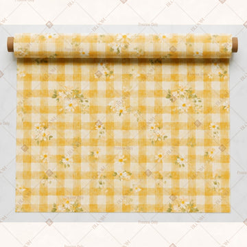 Yellow Gingham Check Fabric Pack of 25