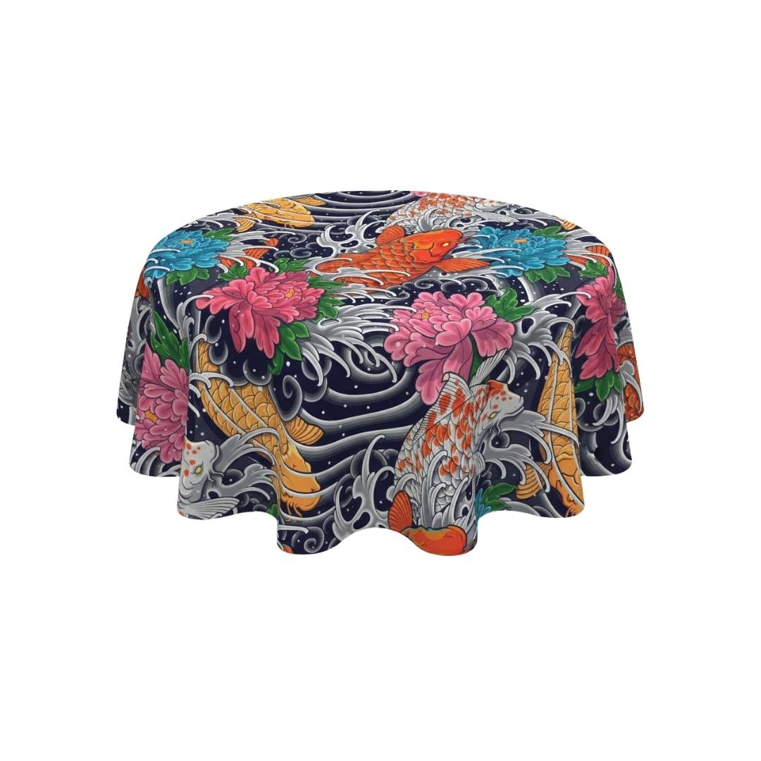 Multicolor Koi Floral Round Table Cover - Pack Of 6