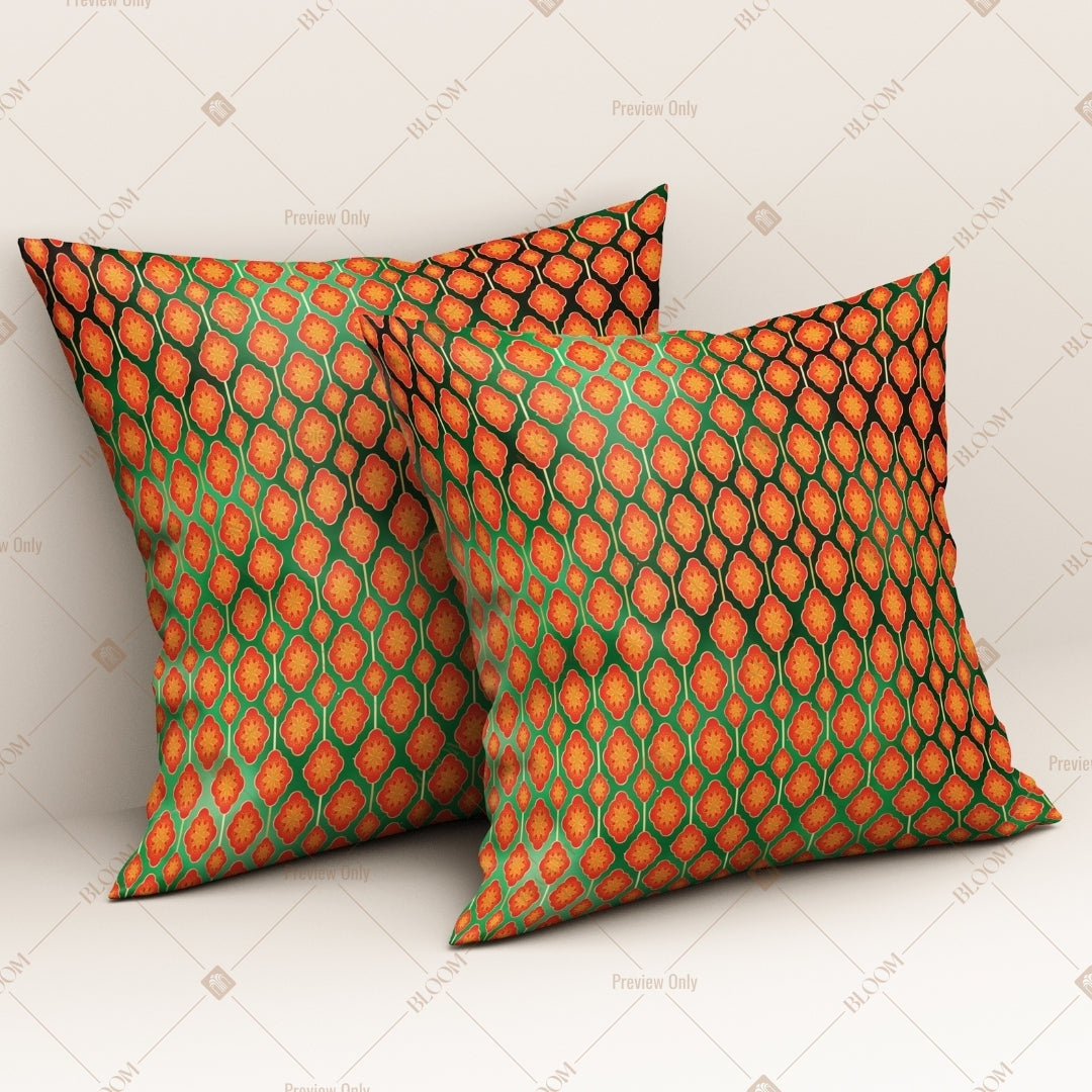 Orange Ethnic Pattern Cushion Cover Pack of 12