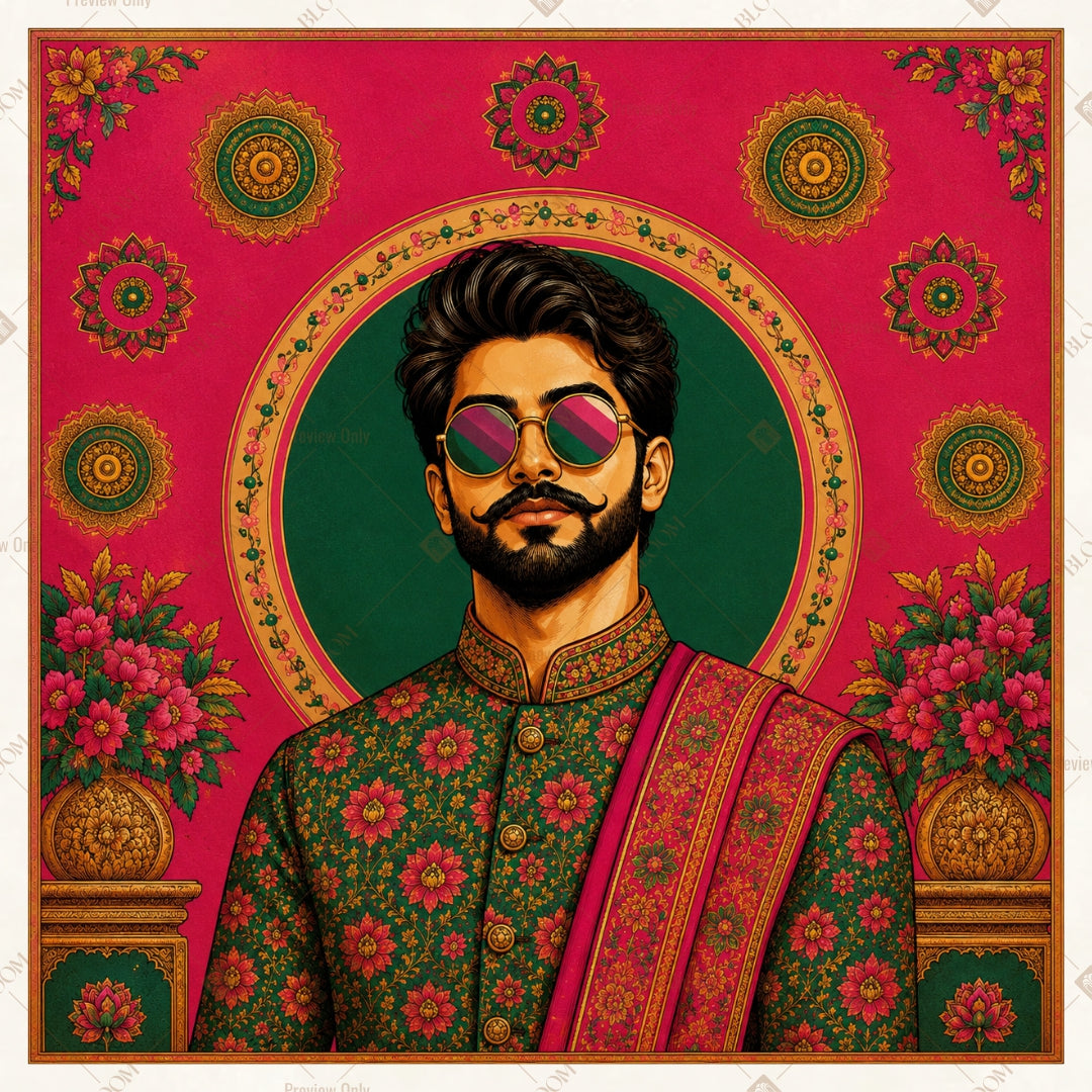 Royal Portrait Folk Art Square Backdrop
