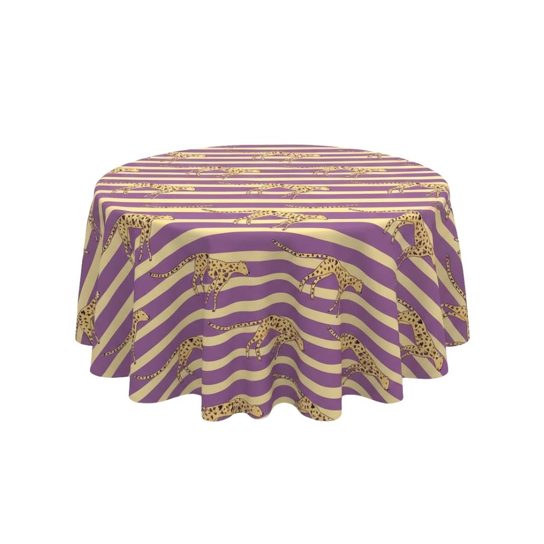 Purple Cheetah Stripe Round Table Cover - Pack Of 6