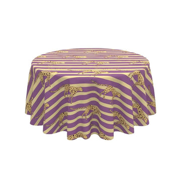 Purple Cheetah Stripe Round Table Cover - Pack Of 6