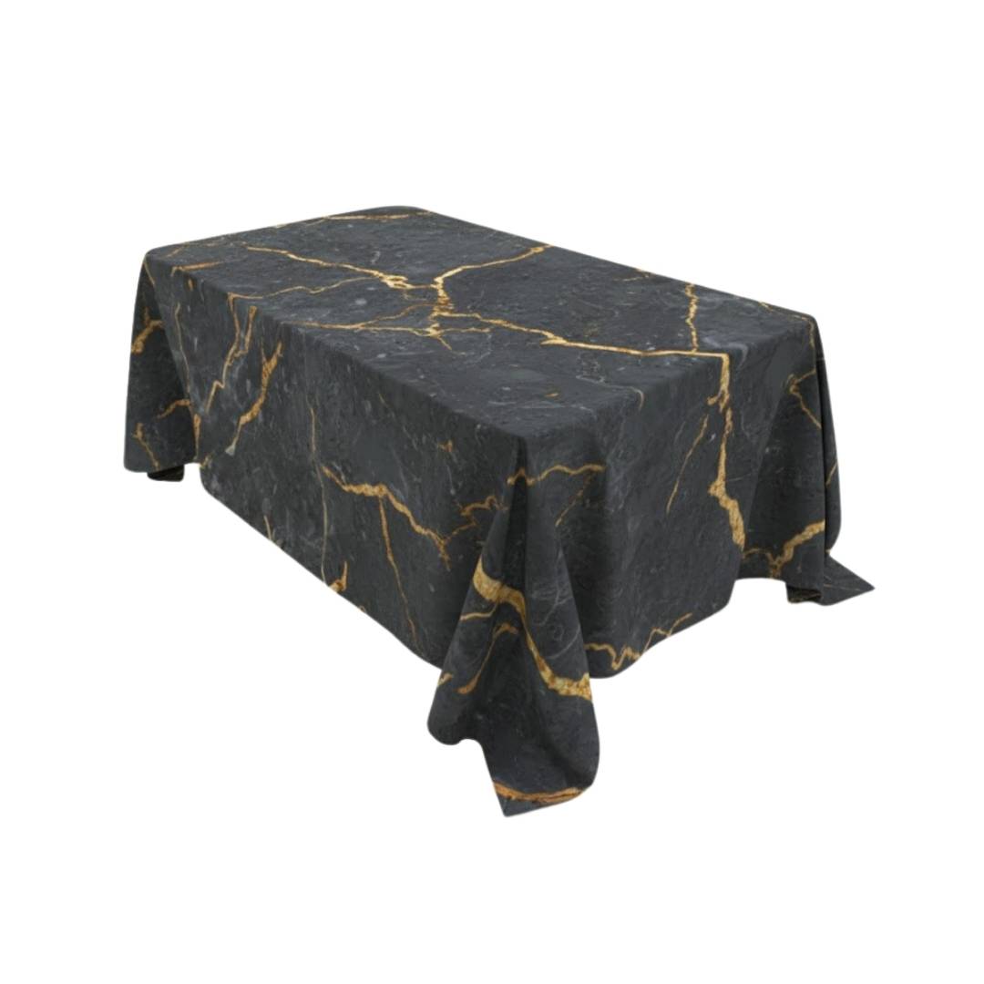 Black Marble Luxe Rectangle Table Cover - Pack Of 6