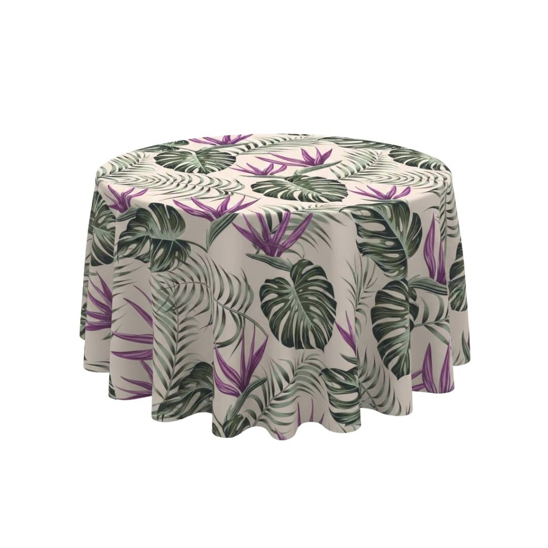 Tropical Leaf and Orchid Round Table Cover - Pack Of 6