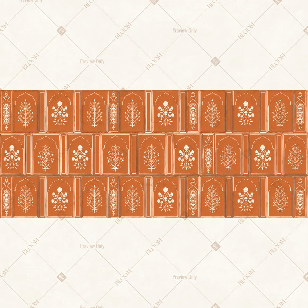 Peach Mughal Pattern Border Wide Backdrop