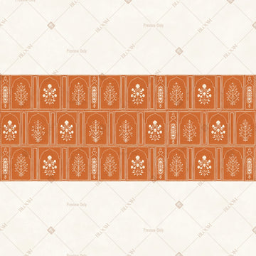 Peach Mughal Pattern Border Wide Backdrop