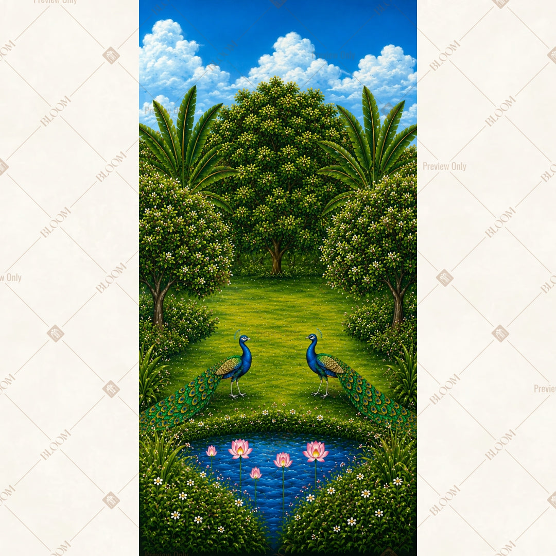 Royal Peacock Garden Vertical Backdrop