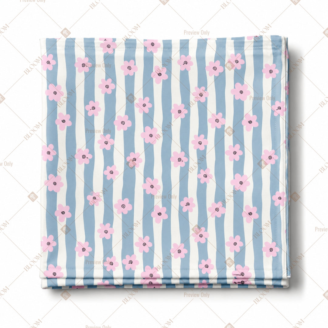 Pink Vertical Stripe Floral Pattern Design