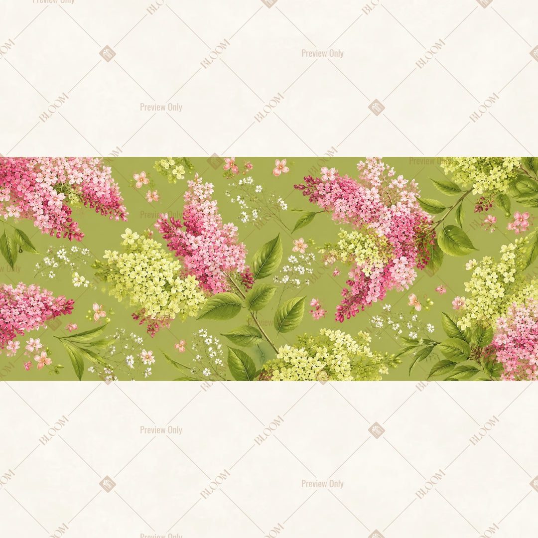 Pink Floral Vine Border Wide Backdrop
