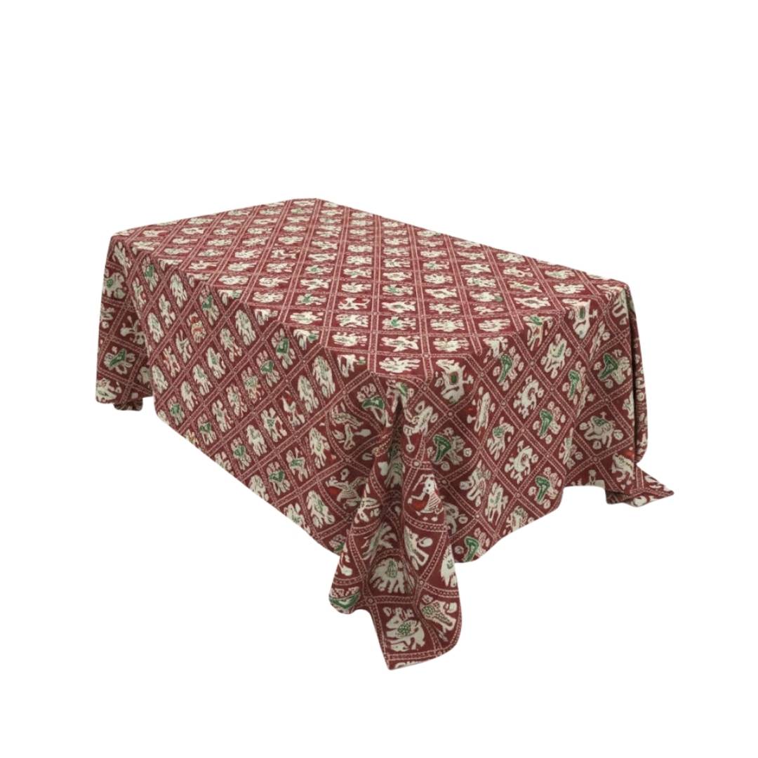Red Heritage Block Rectangle Table Cover - Pack Of 6
