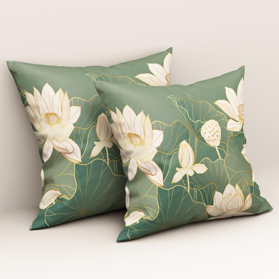 Lotus Serenity Green: Cushion Cover - Pack of 12