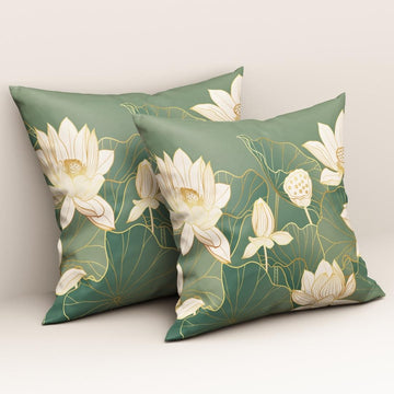 Lotus Serenity Green: Cushion Cover - Pack of 12