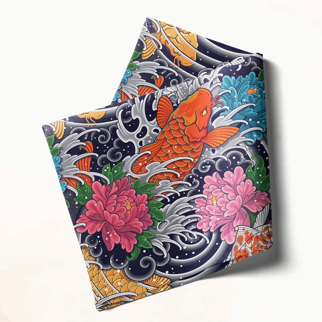 Koi Fish & Floral: Napkins 18" X 18" - Pack Of 20