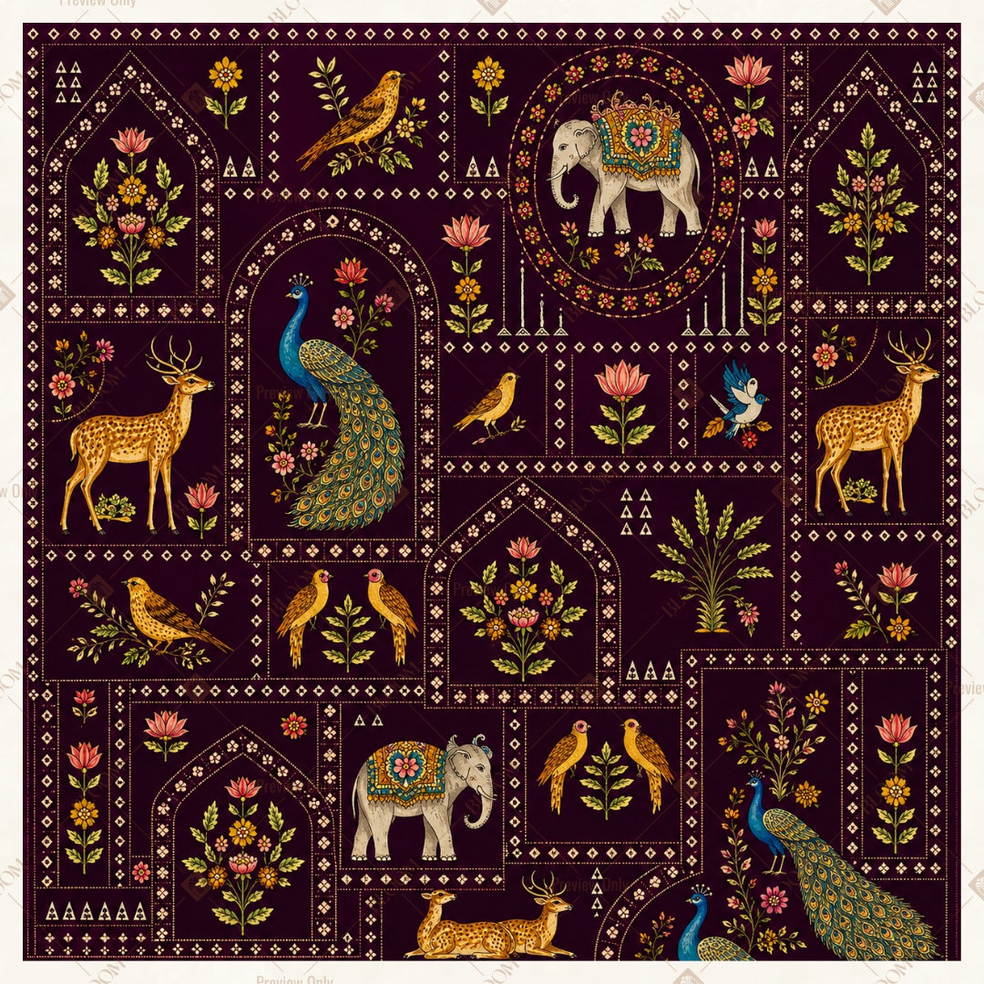 Royal Folk Art Textile Square Backdrop