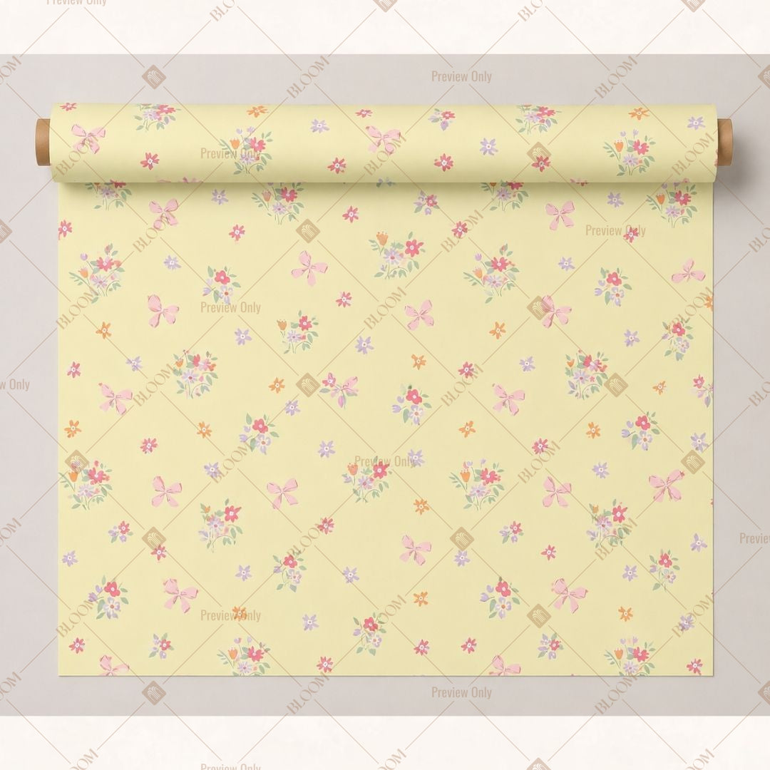 Yellow Mini Floral Fabric Pack of 25